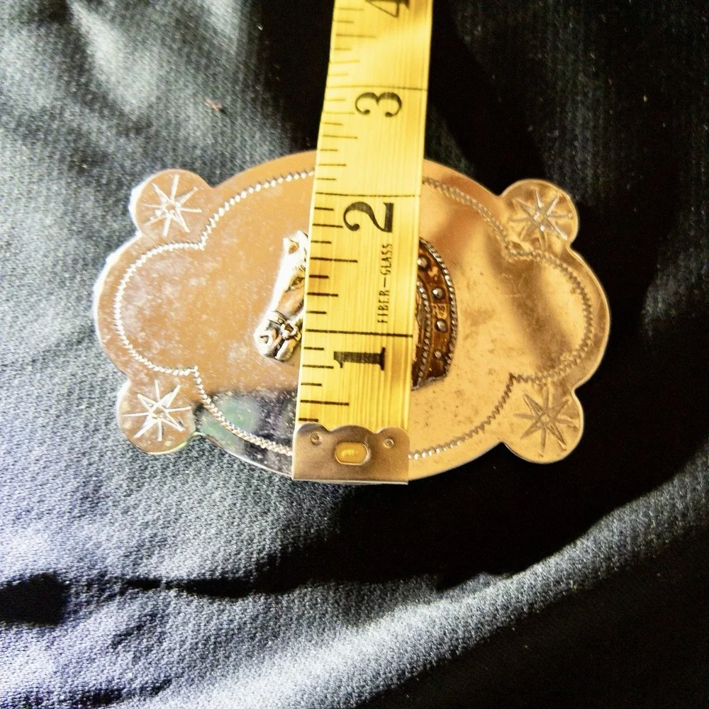 Vintage Western Equestrian Horseshoe Silver Belt Buckle Rodeo‎ Farm Ranch
